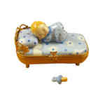 Rochard Baby in Blue Bed with Pacifier