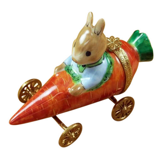 Rochard Rabbit in Carrot Car Limoges Box