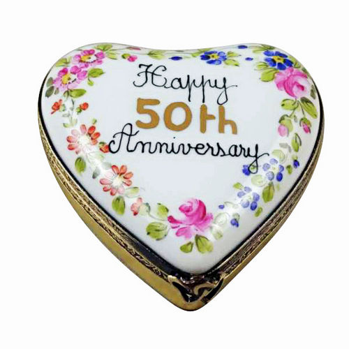 Rochard Happy 50th Anniversary Heart Limoges Box