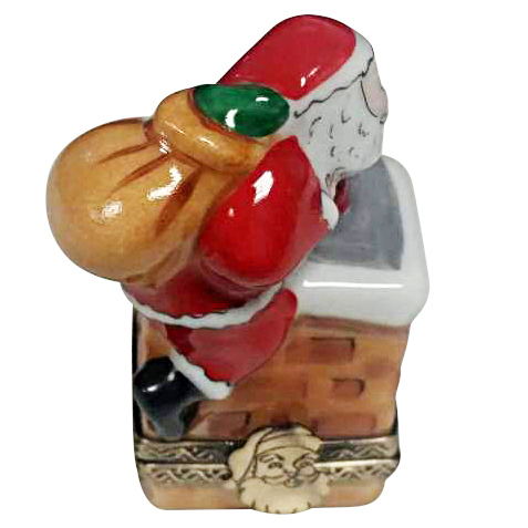 Rochard Santa on Roof Limoges Box
