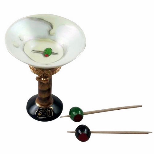 Rochard Martini Glass with Olives Limoges Box