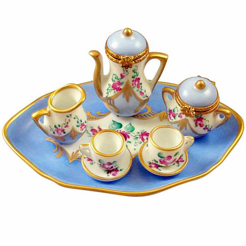 Rochard Eight Piece Tea Set in Light Blue Limoges Box