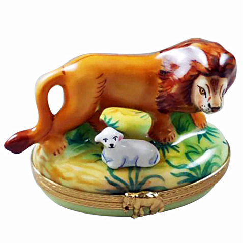 Rochard Lion and Lamb (Removable Lamb) Limoges Box