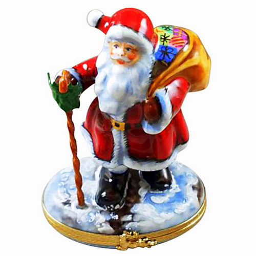 Rochard Santa Claus with Cane Limoges Box