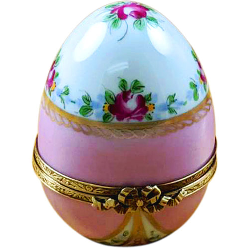 Rochard Pink Egg with Flowers Limoges Box