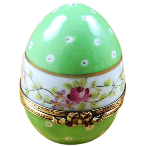 Rochard Green Egg with Flowers Limoges Box