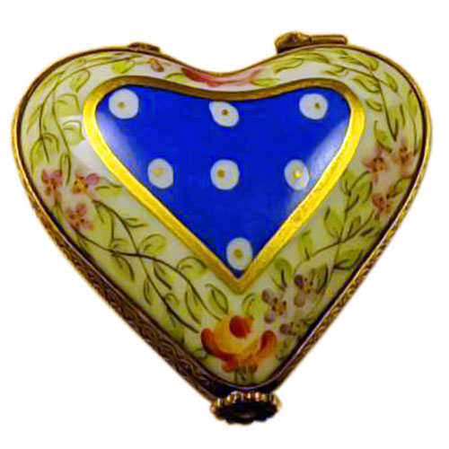 Rochard Blue Heart with Flowers Limoges Box