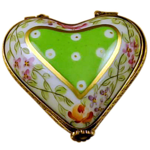 Rochard Green Heart with Flowers Limoges Box