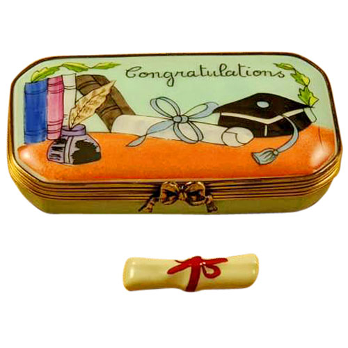 Rochard Congratulations Oval with Diploma Limoges Box