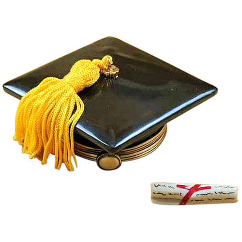 Rochard Black Graduation Cap with Diploma Limoges Box