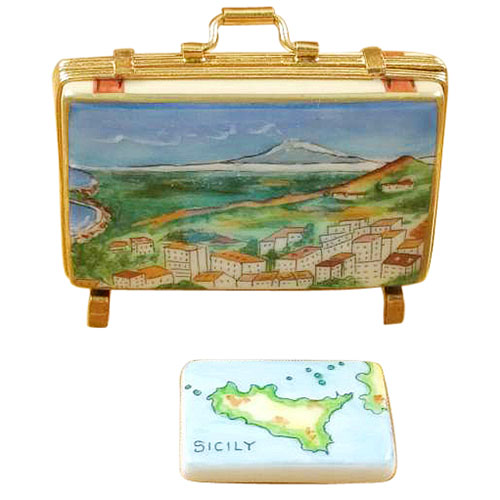 Rochard Sicily Suitcase with Removable Map Limoges Box