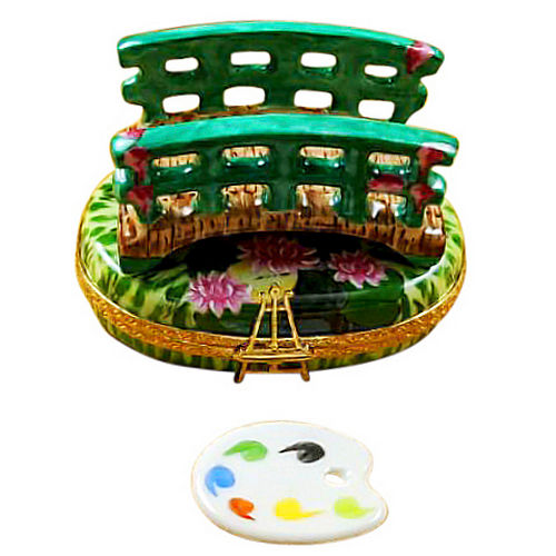 Rochard Monet Bridge and Water Lilies with Removable Pallete Limoges Box