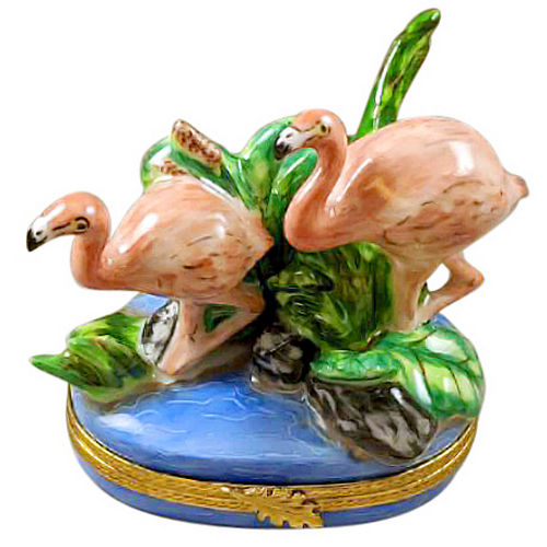 Rochard Two Flamingos Limoges Box