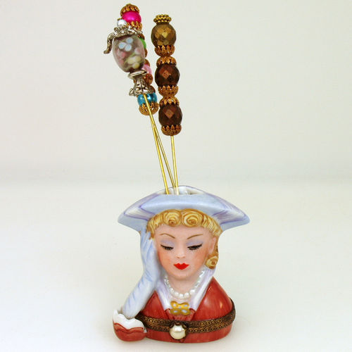 Chanille Lady Head Vase with Pearls Limoges Box