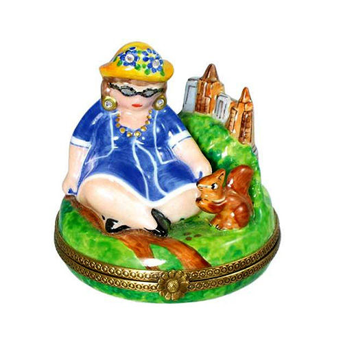 Chanille Lady in Blue in Central Park Limoges Box