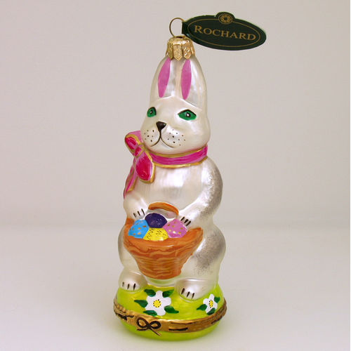 Rochard Ornament - White Easter Rabbit Limoges Box