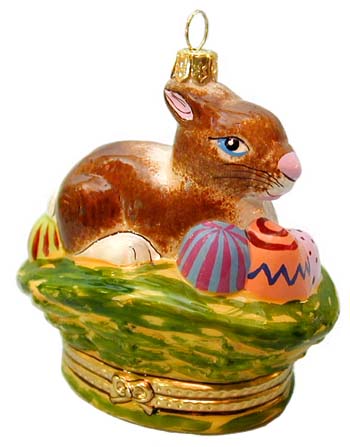 Rochard Rabbit in Basket Limgoes Box Ornament