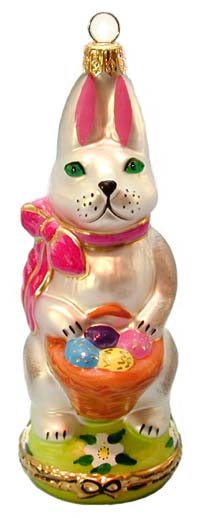 Rochard White Easter Rabbit Limoges Box Ornament